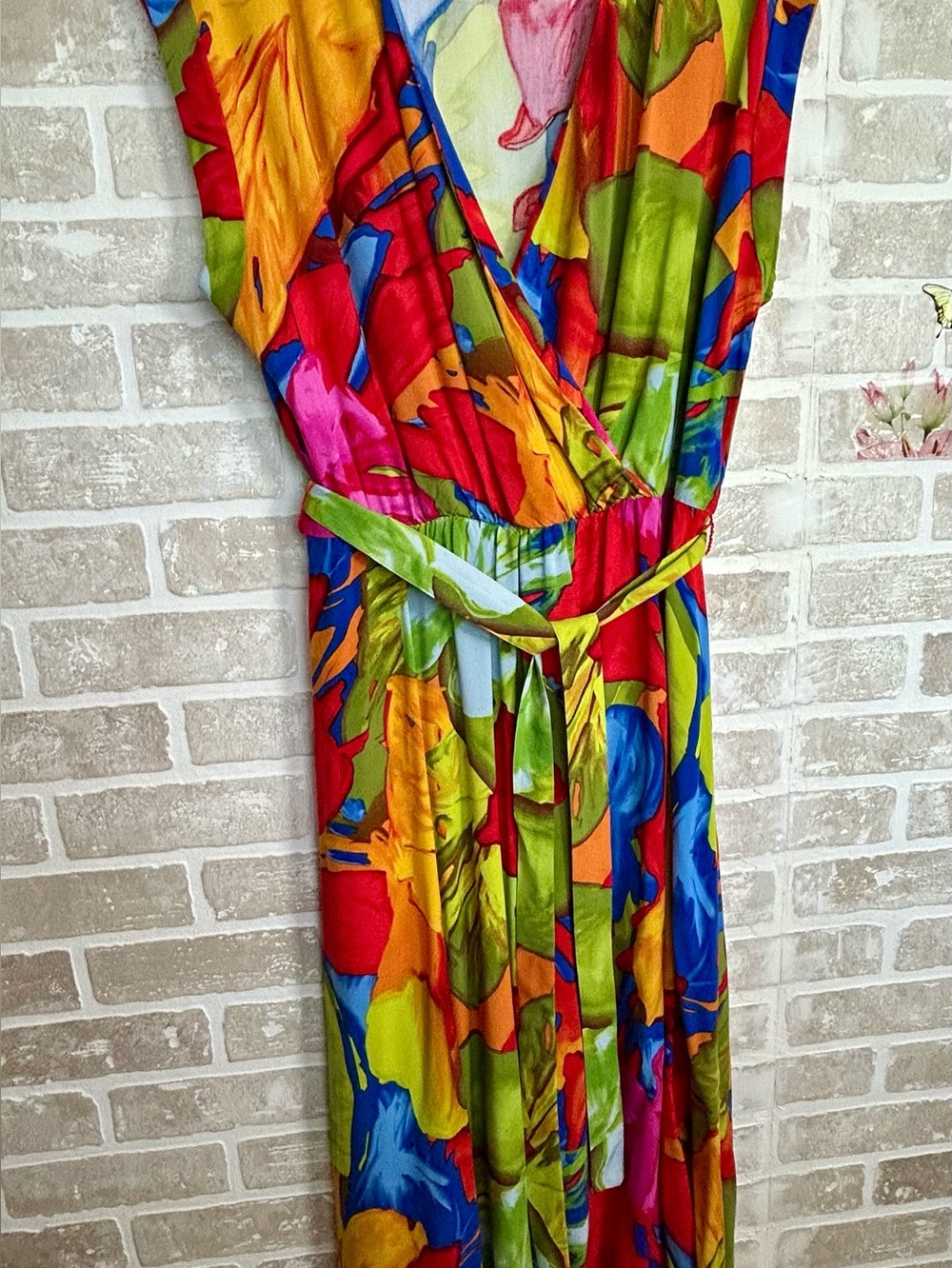 MSK Multicolor Abstract Print Wrap Maxi Dress